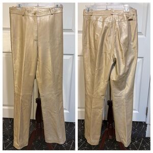 Leather! St. John - Gold Leather Straight Leg Pants